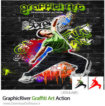 دانلود اکشن فتوشاپ ایجاد افکت هنری گرافیتی بر روی تصاویر از گرافیک ریور – GraphicRiver Graffiti Art